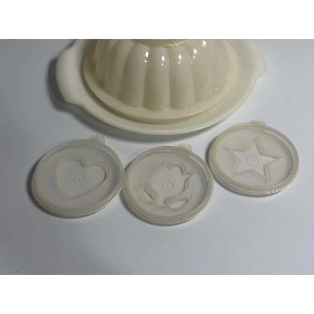 VTG Tupperware Jel-N-Serve Jello Mold White 612 Tray 611 4 Decorative Seals